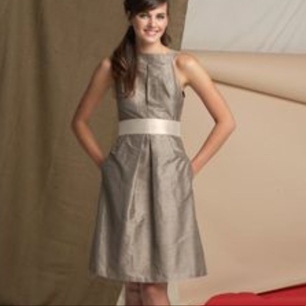 Watters & Watters Taupe Silk Halter Dress NWT